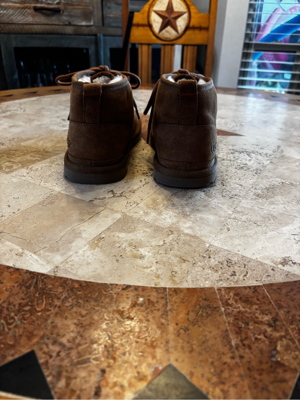 UGG Neumel Boots Women’s Size 9 Chestnut Brown Suede Shearling Lined - Picture 4 of 7